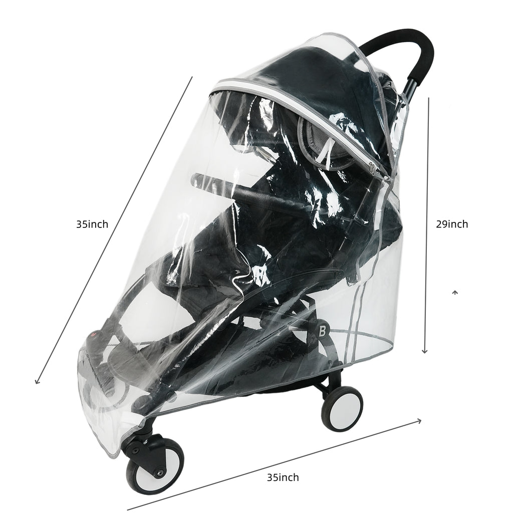 Thicking EVA RainCover for Compact Foldable Stroller,Only Fit BBZYOYO Perfectly,Weather Shield with Waterproof Zipper Opening,Reflective Safety Edging & Full Coverage Design,Ideal for Urban Travel.