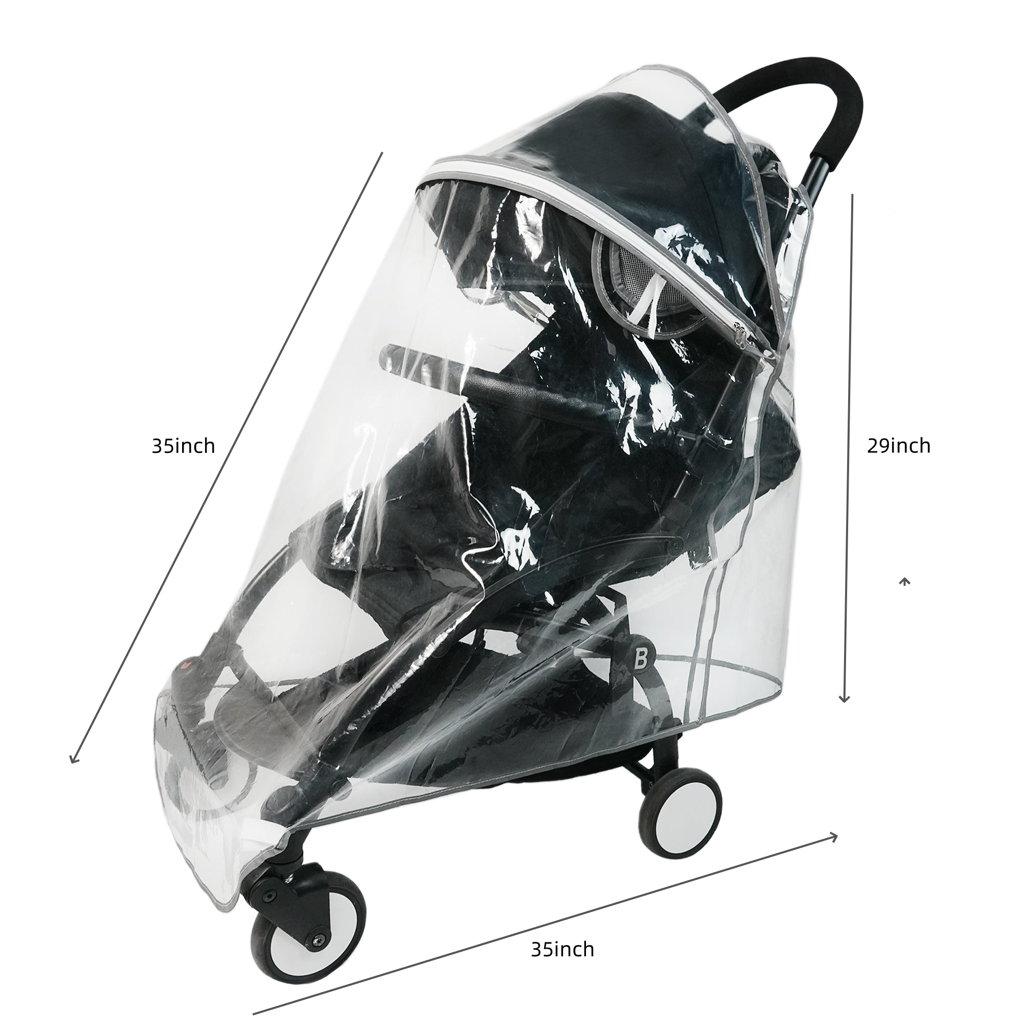Thicking EVA RainCover for Compact Foldable Stroller,Only Fit BBZYOYO Perfectly,Weather Shield with Waterproof Zipper Opening,Reflective Safety Edging & Full Coverage Design,Ideal for Urban Travel.