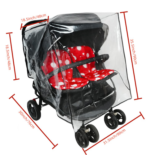 Double Stroller Rain Cover - Universal Fit Weather Shield for Side by Side Baby Stroller, Waterproof Windproof Jogger Stroller Cover for Rain, Snow & Dust Protection – Baby Outdoor Travel Essential