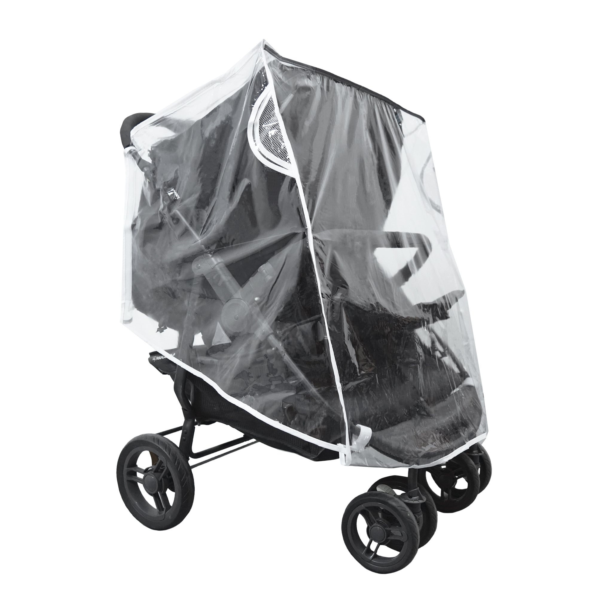 Double Stroller Rain Cover, Universal Waterproof Windproof Rain Shield for Side by Side Twin Baby Strollers, Outdoor Accessories for Jogger and Umbrella Strollers