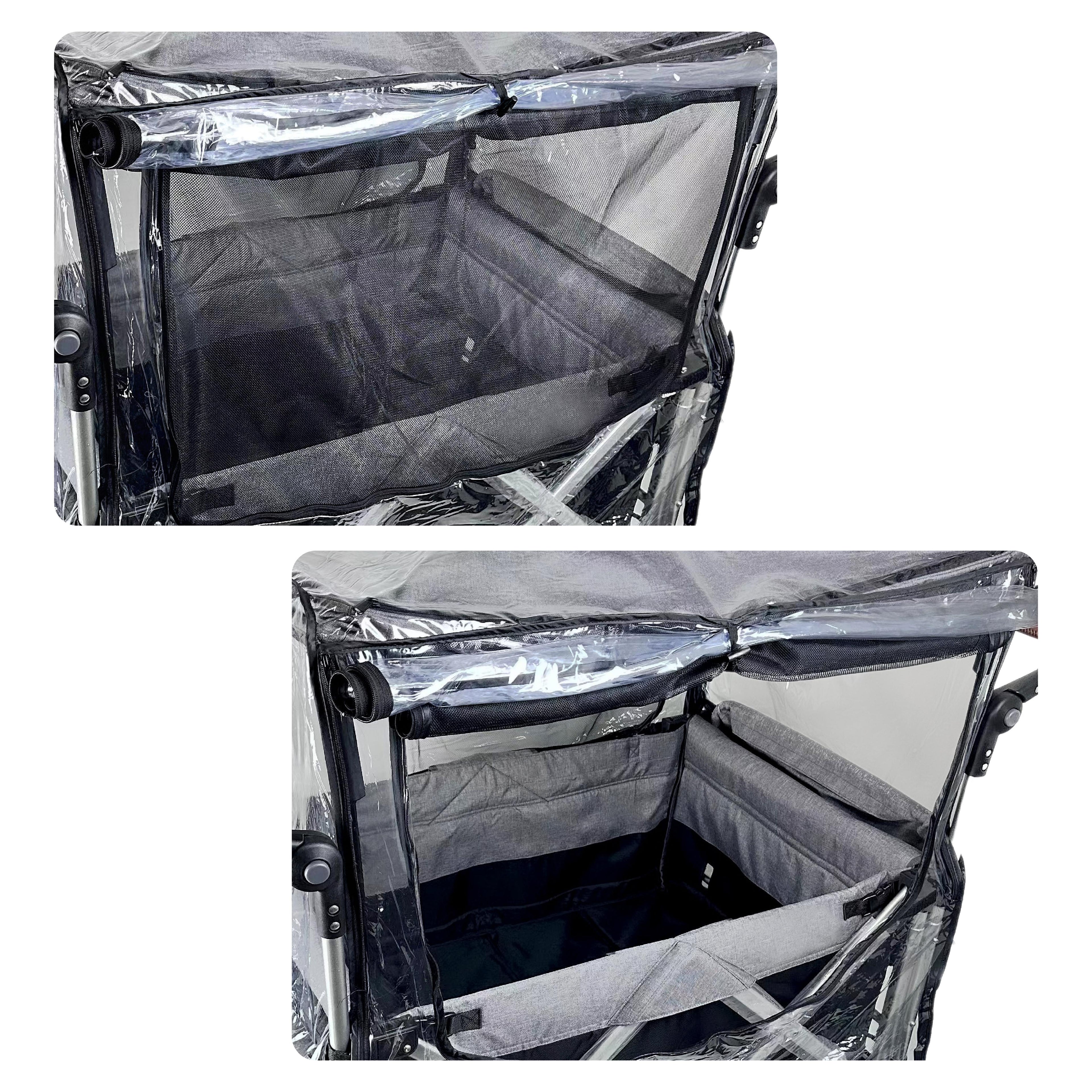 Big Size Rain Cover for Stroller, Mosquito Net for Trolley Cart, 2in1 Big Cover with Window for Picnic Camping Wagon Stroller Waterproof Windproof Accessories (Cart Not Included)