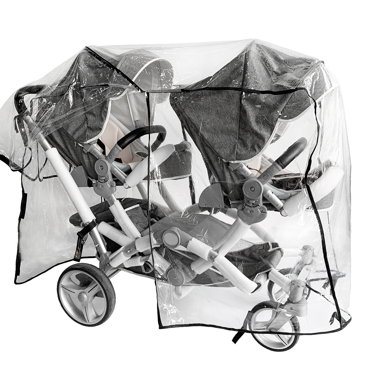 Freahap Stoller Rain Cover Double Pushchair Buggy Wind Cover Tandem Universal 